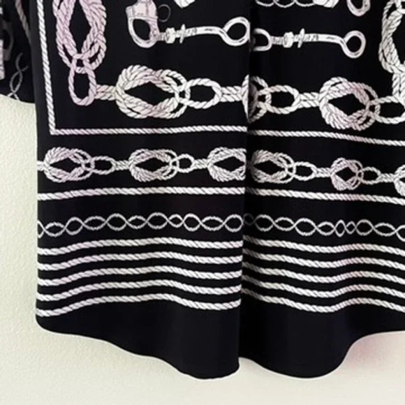 Joseph Ribkoff Nautical Rope V-Neck Top in Midnight Blue/Vanilla size 12 - Picture 8 of 14